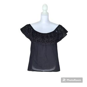 Banana Republic Off-Shoulder Ruffle Neck Top